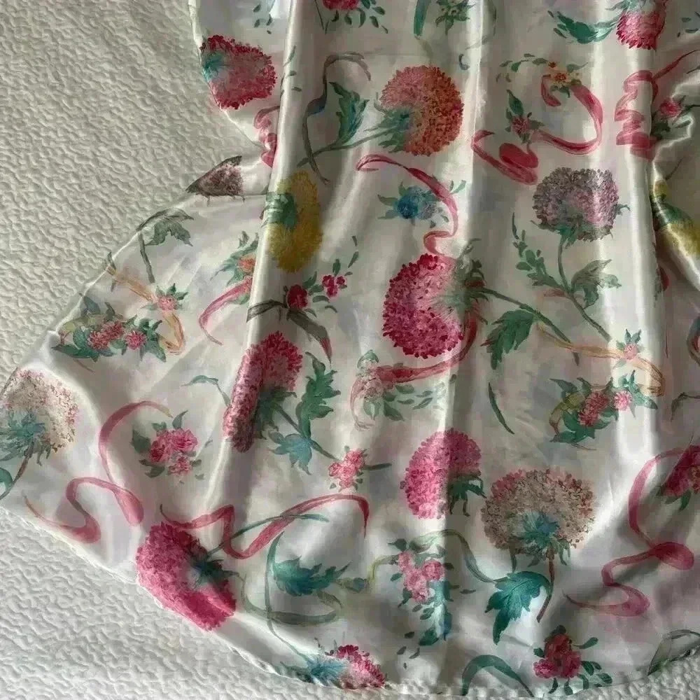 Vintage pink floral chemise women’s XL lace appliqué satin dainty delicate - Picture 3 of 4